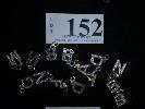 152 QUANTITY ASSORTED INITIALS, A-N, JEWEL ENCRUSTED, STERLING SILVER, (RRP $600+ 153 QUANTITY