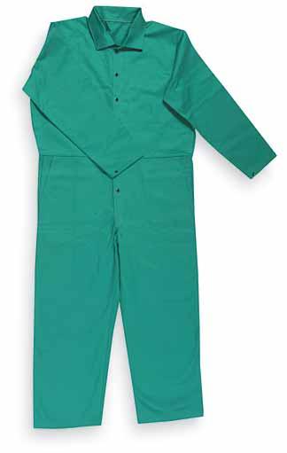 Pants 32" inseam Protective pants feature belt loops, two slit-front pockets, and two patch-style rear pockets. 9 oz. cotton is preshrunk. Green color. Item No.