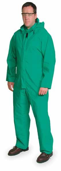 Safety 169 Green Guard Chemicaland Acid-Resistant Rainwear Flame-retardent to the ASTM D 6413 standard Double heat-welded construction improves durability and protection.