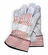 2AP24 Safety Cuff Standard Shoulder Split Leather Palm Gloves For general industry Red striped cotton back. Knit wrist feature straight thumb. Safety Cuff, Gauntlet, and Double Palm have wing thumb.