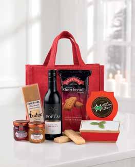 NEW Glad Tidings Gift Bag Contains Gold Crown mini top iced, Christmas cake loaf, Mackays Scottish strawberry preserve 42g, Mackays vintage