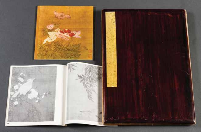 Duck fledgling with orchis Anemones Closed view of the Song Dynasty album with two exhibition catalogues, from 1974 and 1975, the Anemones leaf illustrated on both catalogue covers 76 LU ZONGGUI,