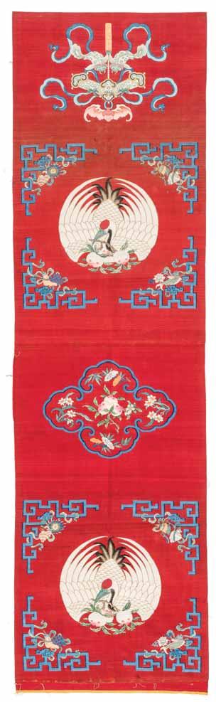 147 A KESI CHAIR COVER WITH MANCHURIAN CRANES, QING Silk with Kesi weaving, silk and gold threads China,