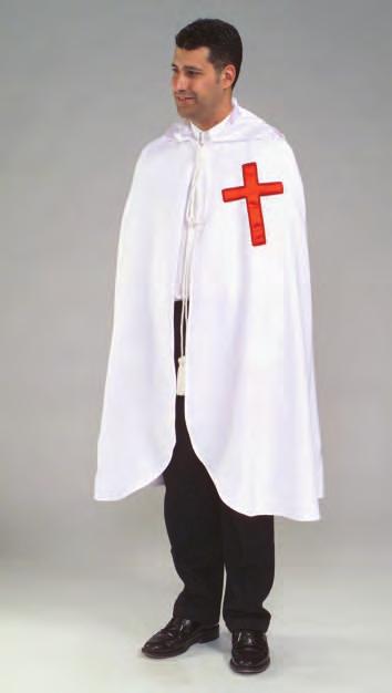 Knight Templar Our Knight Templar Mantles are made of 100% white polyester crepe and are fully lined.