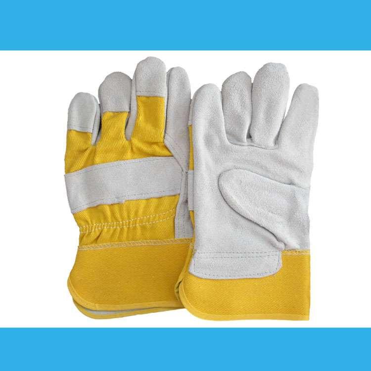 cow split leather gloves with full palm,safety
