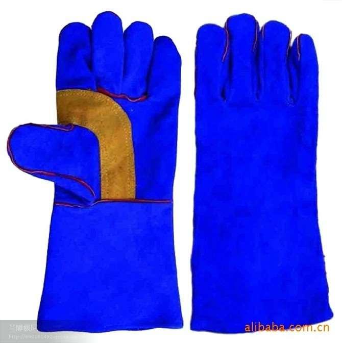 Pulgadas cow split leather welding gloves with reinfoced palm Azul 14 Pulgadas 72 pares/caja MAXW078