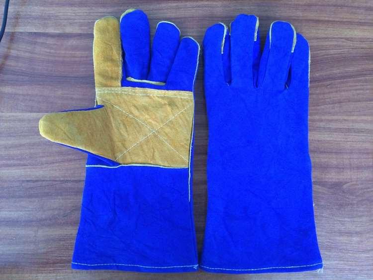 MAXW079 14 Pulgadas cow split leather welding gloves with reinfoced full palm,thumb and index finger