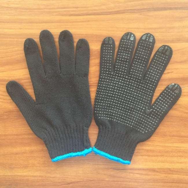 gloves coated with PVC dots on two sides