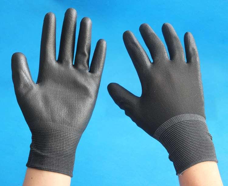 woking gloves coated with PU on palm Negro/gris/blanc