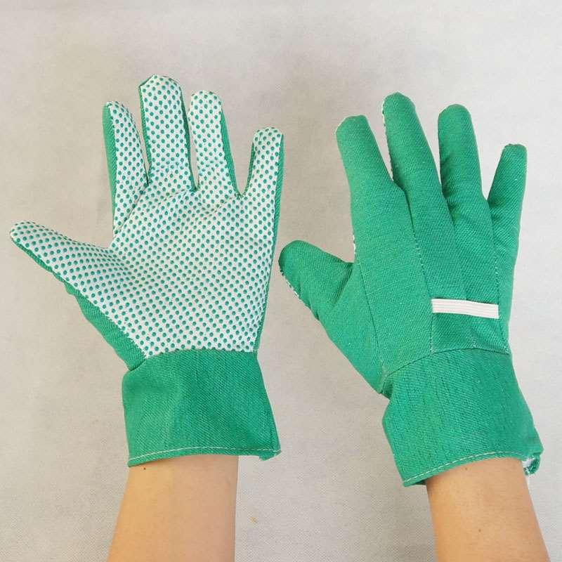 gloves coated with PVC dots on palm Verde