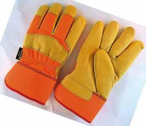 1308-1000 Please specify color of fabric. Leather palm winter glove *Beige color pig grain leather palm in rigger style. *Leather quality: Premium A quality, A/B grade in medium weight.