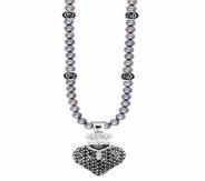 Q56-9030 38" 3D Pave CZ Crowned Hearts on Fine Curb Link Necklace Q56-8030 38" Black 3D Pave
