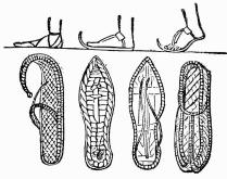 Footwear was the same for both genders, mostly sandals made out of leather or
