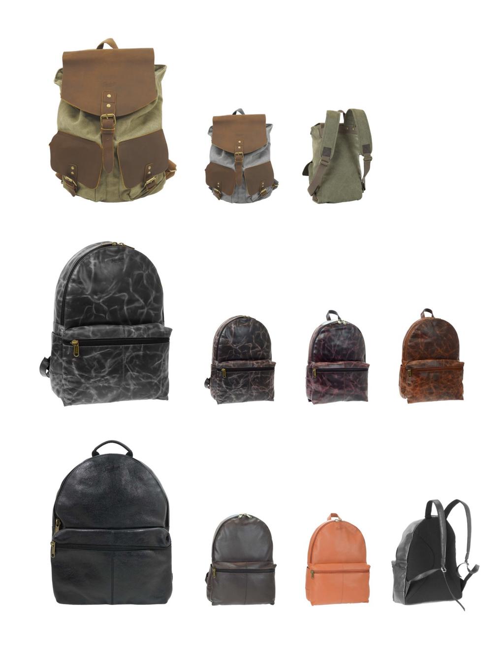 FL#4-508-2Z Canvas backpack with two front pockets and brown oily cow pull up leather flaps and accents. 17 x 12 x 5.