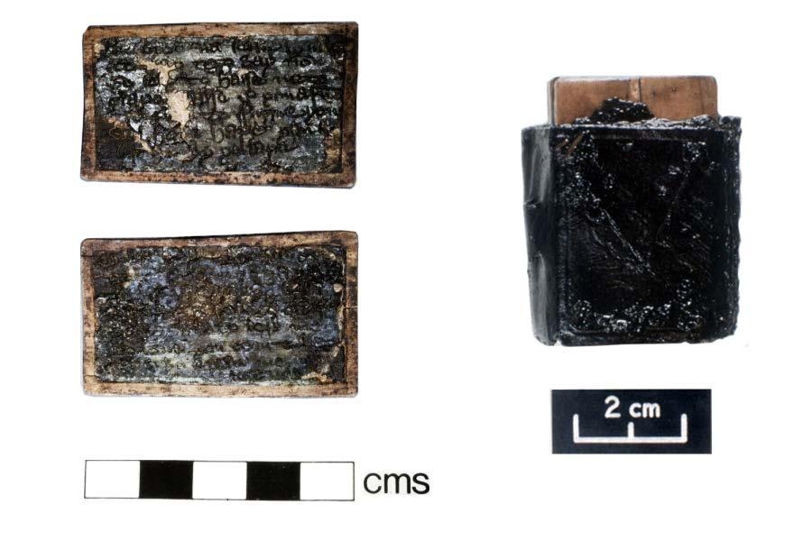 Figure 2: The Swinegate Tablets A wonderful mid-14th century example of such wax tablets was recovered during excavations by York Archaeological Trust at 12-18 Swinegate, York. Measuring only c.