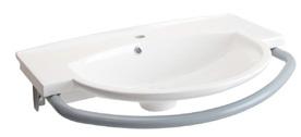washbasin with white grab bar 7202-B-02 Bano universal washbasing with black grab bar Material spesification The washbasins are made of mineral powder (crushed marble) and the surface is protected