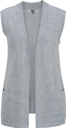 Vest: ribbed front placket and armhole bands, two lower welt pockets and tubular bottom hem, long length 52% Cotton/31% Acrylic/17% Nylon DECORATION: Embroidery,