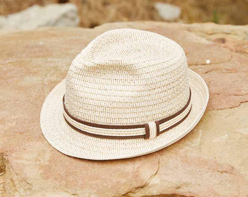 MS434 Page 76 STRAW Nothing makes the days fly by like the feel of a fresh straw hat after you slip into something sleek. Straw serves so many purposes, especially for headwear.