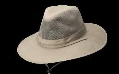 TRAVELER 864M Brushed Twill Safari with 3 Brim Mesh Sidewall and Leather