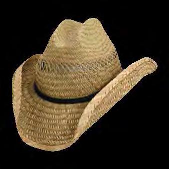 MS57OS-NAT Rush Straw Western with Shapeable 3 Brim Faux Leather Band, Chin Cord Natural