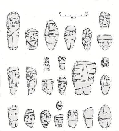 Small figures recovered from Tomb 104 at Monte Alban (Caso 1965:904) are also stylistically similar and, in a few cases, nearly identical to the Charlie Chaplin figures of the Maya lowlands.