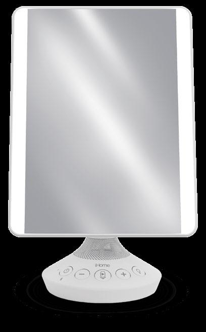 emerald 3600 High-tech meets high fashion in this sleek flat-panel vanity mirror with Bluetooth capabilities.