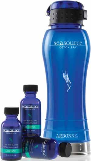 PROMOTIONS SEASOURCE DETOX SPA 7-DAY BODY CLEANSE + LOGO BOTTLE OFFER The marine botanicals infused in this concentrated dietary supplement stimulate, strengthen and support health