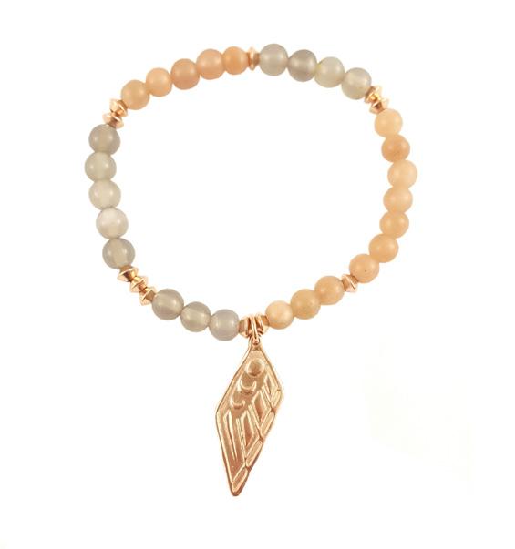 - TWO TONE HALO + STAR - - TWO TONE THUNDERBIRD - TWO TONE THUNDERBIRD TTB107 PEACH MOONSTONE, GREY AGATE, ROSE GOLD Thunderbird A strong Totem of power and creation.