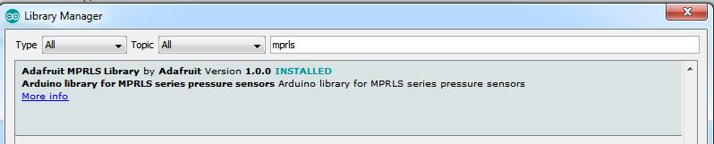 Search for and install the latest version of the Adafruit MPRLS library Basic Example Start by opening up the Adafruit MPRLS -> simpletest under the