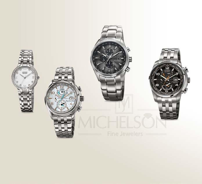 www.citizenwatch.com A A. ella ladies 29mm co-rive with diamond bezel and diamond dial accents in stainless steel, $475.