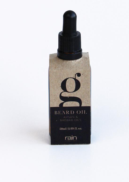 BEARD OIL ARGAN & BAOBAB OILS Nourishes and protects facial hair, and gently moisturises the skin underneath. A subtle fragrance of a unique blend of essential oils.