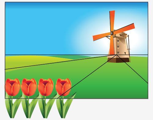 28. Duplicate a tulip again, right click it and select Transform > Scale and scale it by 90%. Arrange the smaller tulip behind the first tulip line.