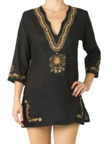 coloured stone detail and trim Scalloped neckline, 2/3 sleeve,