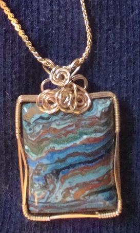 00 #10 Gold-filled (14K) Wire-wrapped composite stone with chain