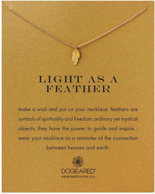 light as a feather feather necklace, sterling