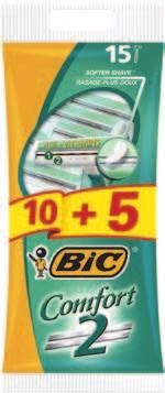 MALE ACCESS RANGE 2-BLADE SHAVER LARGE LUBRICATING STRIP STANDARD PACKS BIC COMFORT 2 POUCH OF 10+5 GENCOD