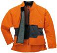 . Available made to measure Protection class 1 (=ˆ 20 m/s). Colour anthracite/high visibility orange, sizes S XXL Order No. 0000 885 48.. With cut protection on chest, shoulders and arms.