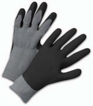 Heavy textured latex. Sizes: S-XL. Style 700SLCH Hook-and-Loop Black 10-gauge cotton/poly. Heavy black textured latex. Hook-and-loop wrist. Sizes: S-XL. Thermal Style 32L710 Premium Thermal 10-gauge heavyweight thermal brushed acrylic/cotton with textured latex.