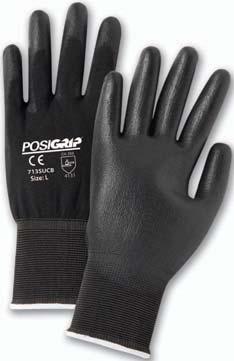 Style 713SUC Sizes XS-XL PU Palm Coating Style 713SUFC Sizes S-XL PU Full Coating Antibacterial gloves contain Actifresh which prevents the