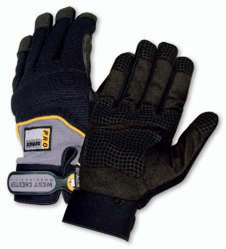 Neoprene knuckle protection. Reinforced fingertips and thumb saddle. Sizes: M-XXL. Style 86525 - Hi-Vis Safety Foam padded patch palm.