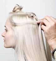 Then with the first half begin to French braid the hair close to the scalp.