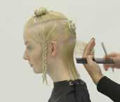 Cut hair with a razor, leaving the hair approximately 2 in length at the occipital.