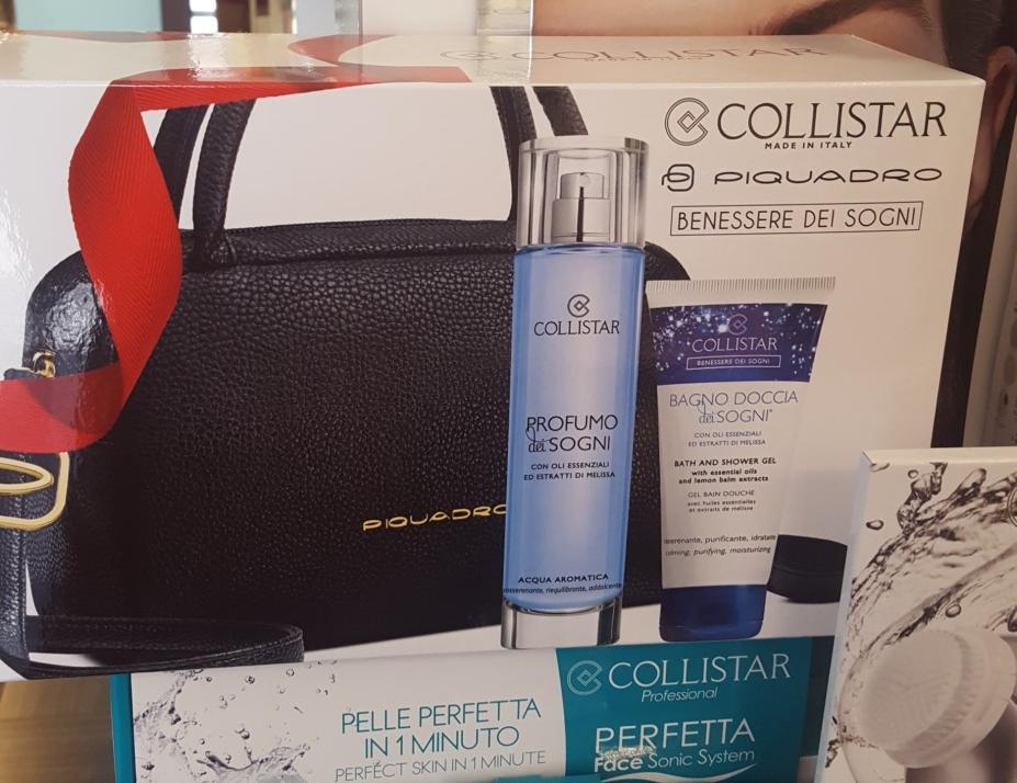 Collistar 1. Large black PU bag 2. Free bag with 2 skin care products @ 40.