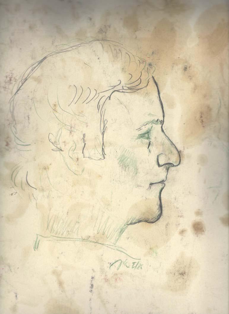 Skica portrétu Tibora Hirnera, 1986, 29x21 cm, ceruzka