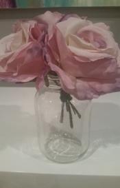Silk Flower Centerpieces (Includes cylinder vase w/ faux rhinestones, artificial flowers 3 large