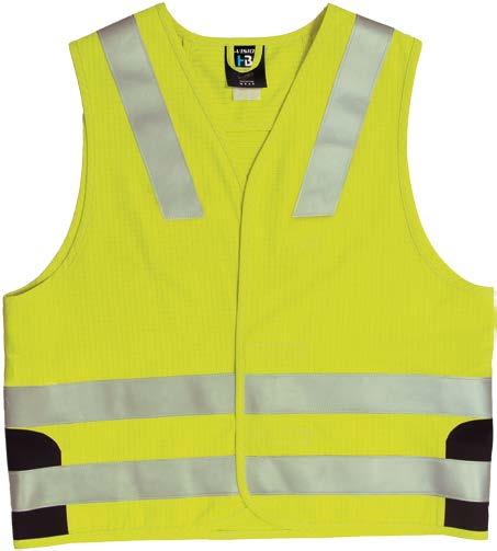 HI-VISION FR HIVIS & WEATHER This reflective vest also offers good flame protection and can be worn on top of jackets and overalls certified for protection against heat and flames.