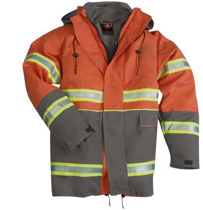 Large Reflective Stripes addionally provide very High Visibility. Our warming FR inner fleece (see page 111) can be attached with a zipper, making this parka unbeatable when it is cold outside.