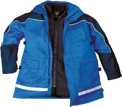 260 g/m 2 FIELDS OF APPLICATION: Public services, energy suppliers, electricians, plant responsible, network engineers 1 PARKA Two-coloured FR upper material with liner sealed seams high band collar