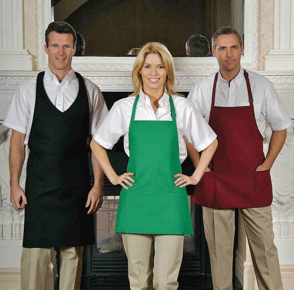 APRONS 1160 1160 Hunter Green Black 1950 Red Royal Blue Kelly Green Navy Burgundy v-neck Apron The dramatic V-neck cut updates the standard bib apron, creating a modern statement that achieves a new