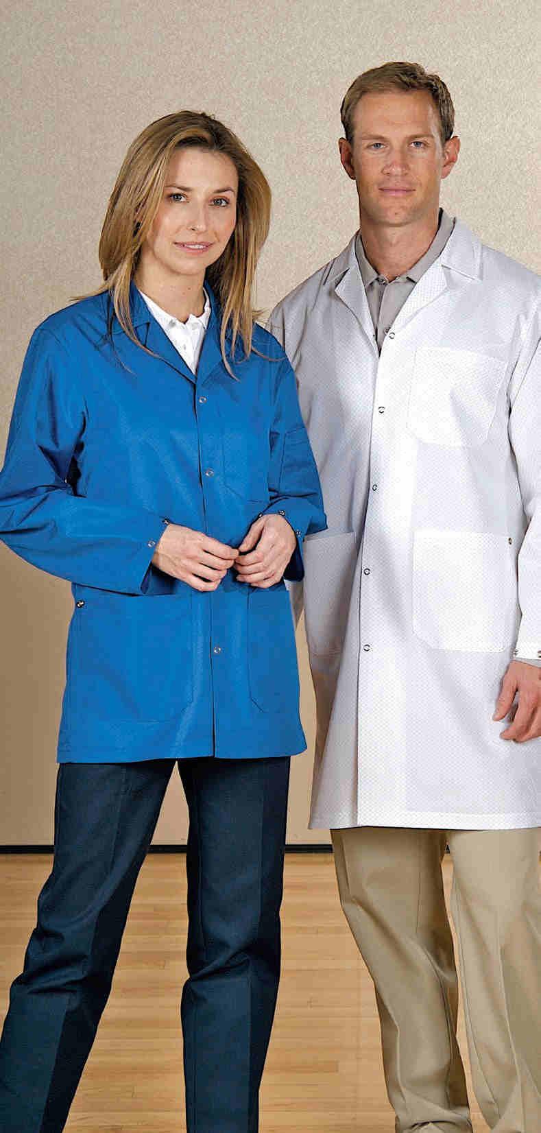 ESD WEAR Esd lab Coat Specifically-designed for ESD environments where static control is essential, the lightweight coat features two lower pockets, single chest pocket